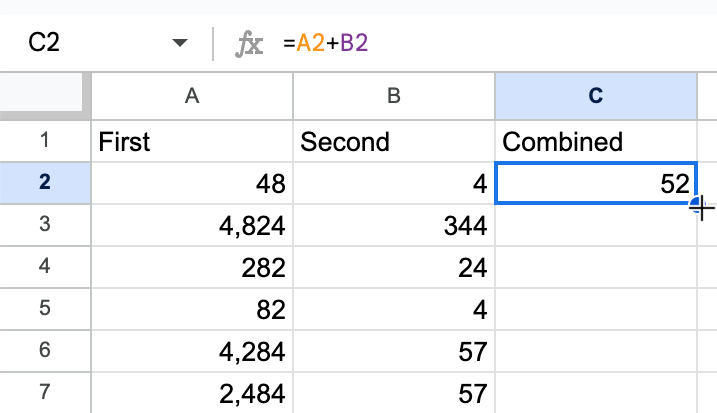 How to create a formula for every row in a column in a Google