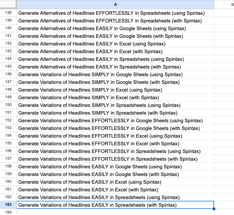 Generate Variations of Headlines EASILY in Spreadsheets (with Spintax)