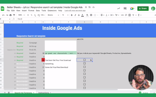 Sheet Makeover - Google Ad Writer