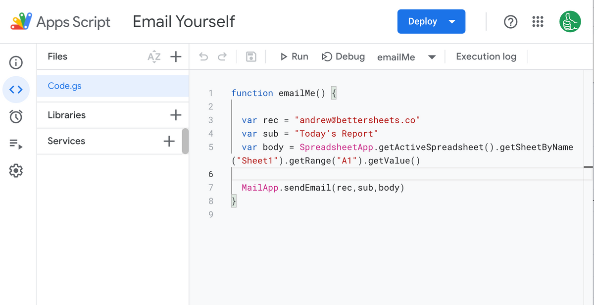 Simply Email Yourself From a Google Sheet