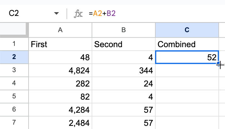 How to create a formula for every row in a column in a Google Spreadsheet?